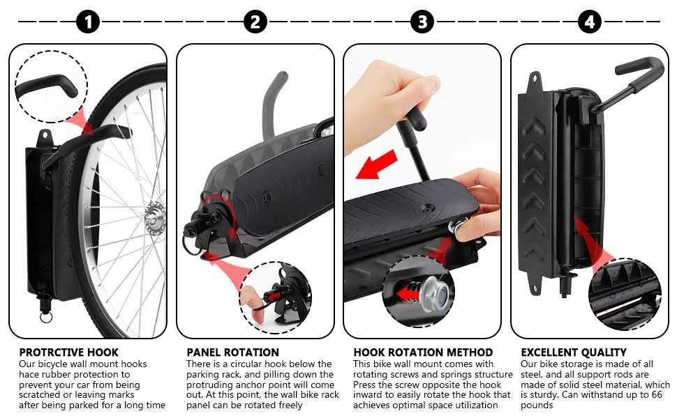 Suport de perete biciclete, unelte, monTEK Swivel Bike, pliabil