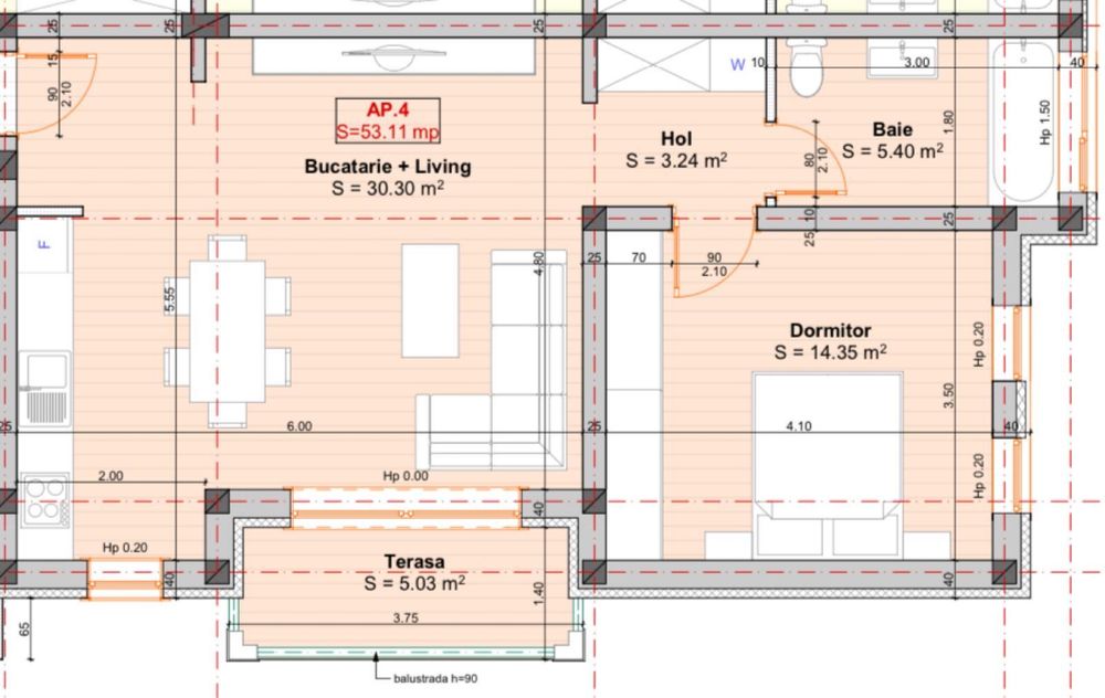 Apartament 2 camere mobilat