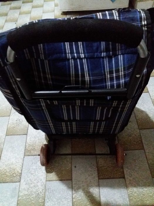 Carut carucior pliabil cadru metalic 90x30x26cm, roți dure cu rulmenti