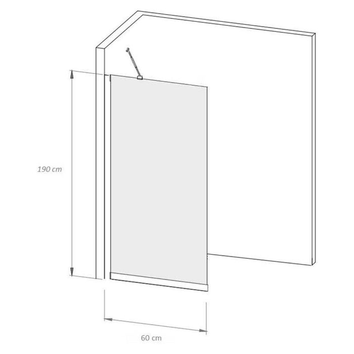 Стационарен Параван за баня 60х190 6мм Хром