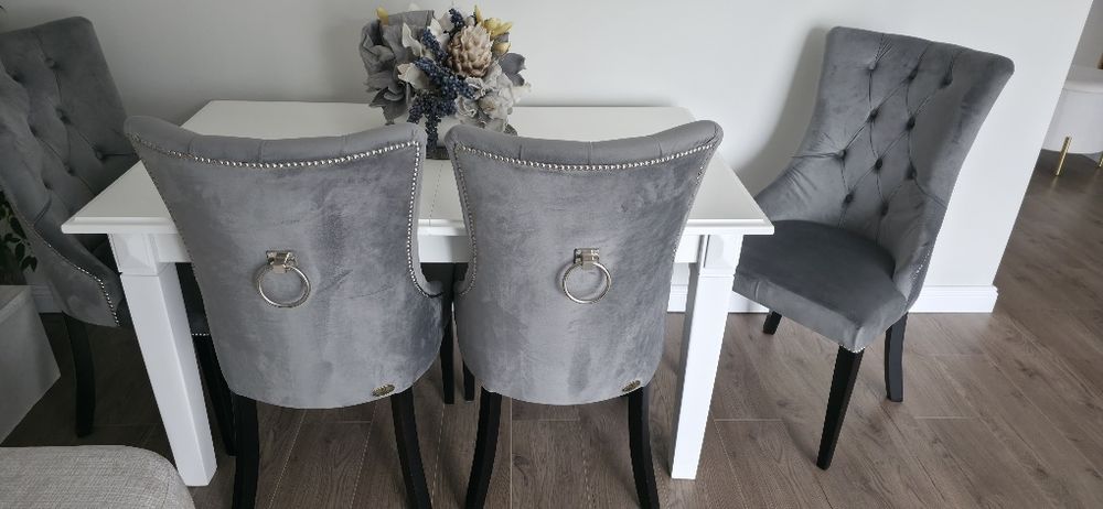 Vand set 4 scaune dining catifea gri