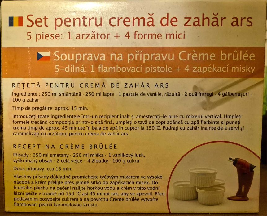 Farfurie de gustare porțelan, snacks +Set pentru crema de zahar ars