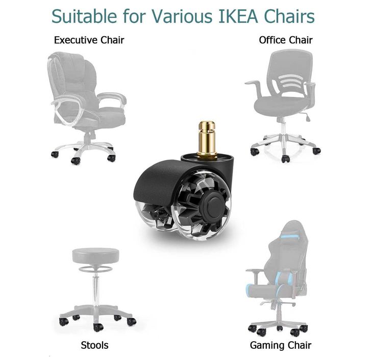 Set de 5 roți pentru scaune de birou 10 x 22 mm