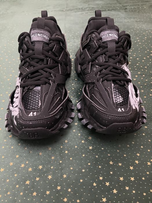 Balenciaga Track Signature Black Distressed Finish