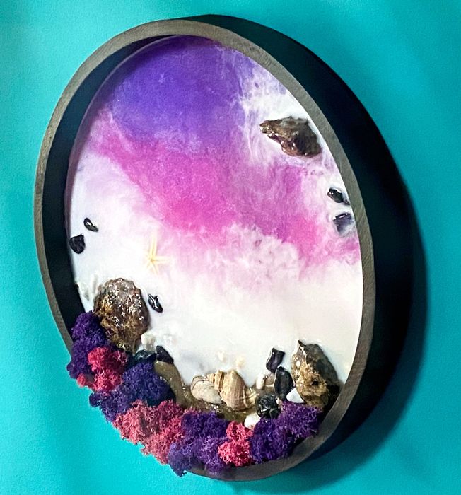 Морска картина от епоксидна смола и скандинавски мъх