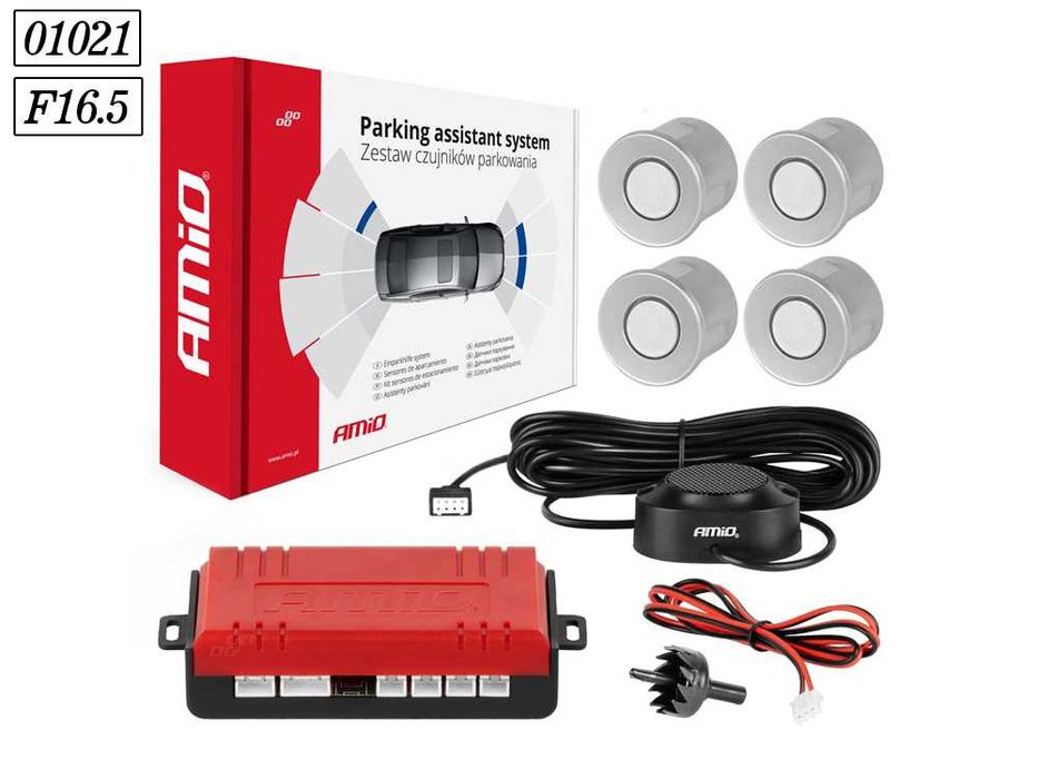 Парктроник AMIO с 4 сензора, бели / Ф16.5 / Парктроници / 01021