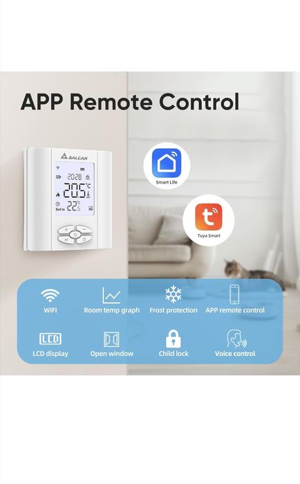 Termostat WiFi centrala, încălzire pardoseala, tuya, Smart Life