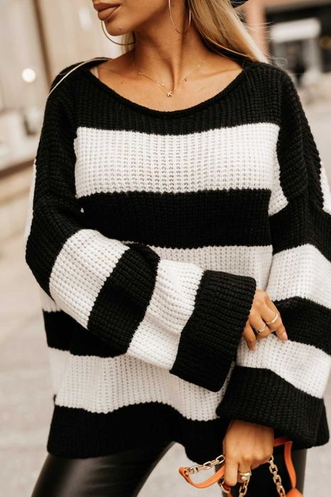 Скидки! Новый Вязаный Пуловер В Полоску В Двух Расцветках Турция