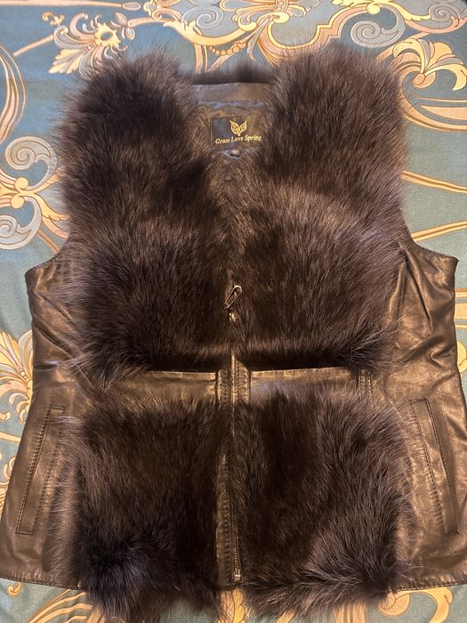 Дебел зимен елек от естествена кожа и косъм