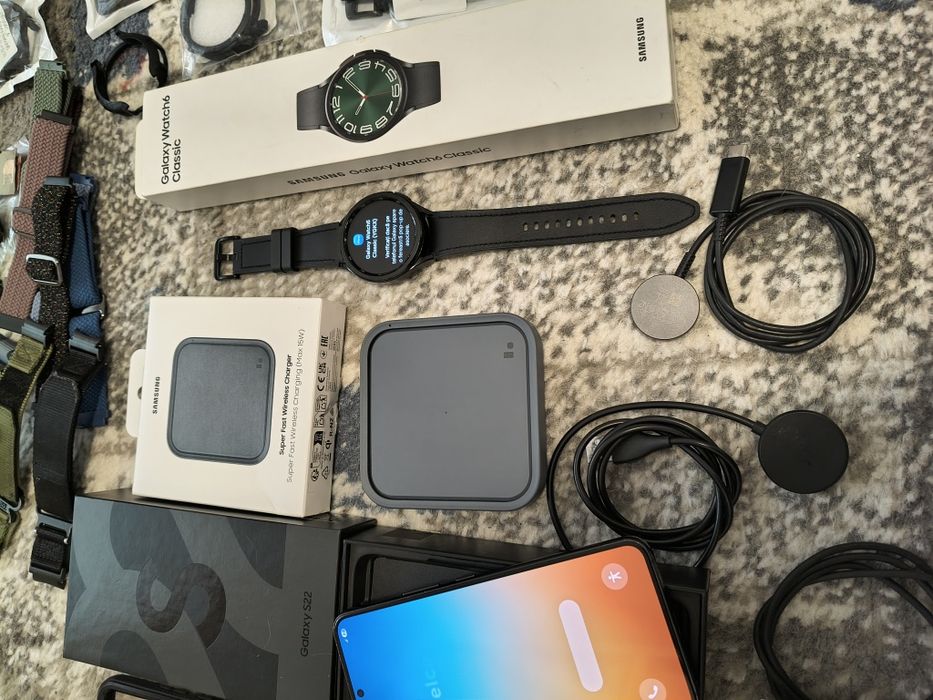 Samsung Galaxy S22, Galaxy watch 6 classic impecabil, incarcator wireless Samsung