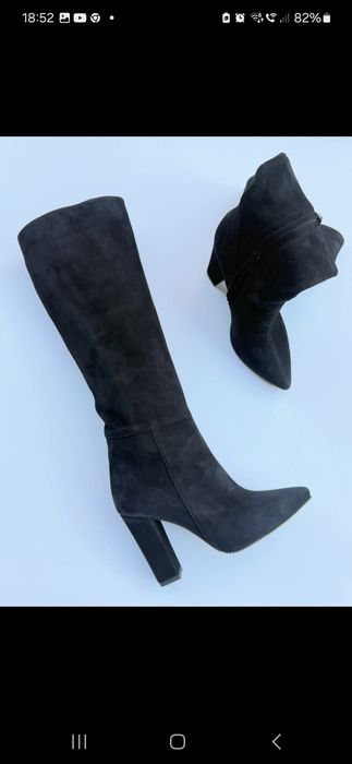 Cizme piele intoarsa negru mas 37