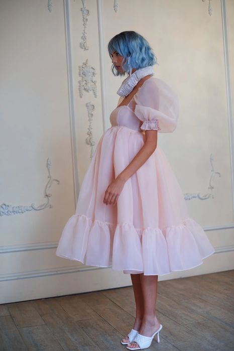 Selkie puff dress розова бална рокля