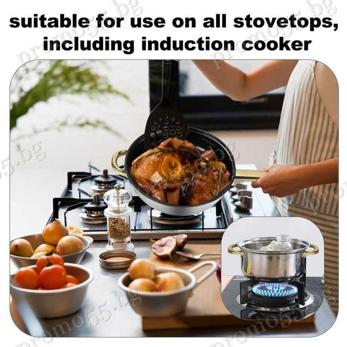 Комплект Тенджери за Готвене от 12 Части за Всички Видове Котлони