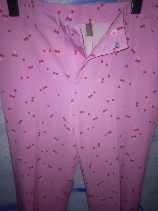 Pantaloni cu dunga CULTURE* , Model roz cu cireșe