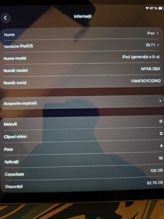 iPad 8(2020) 128 GB Space Gray Cellular +husa si stylus cadou