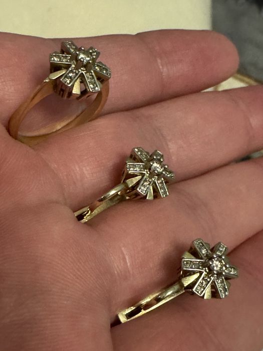 Серги кольцо сатамын бриллианты золото