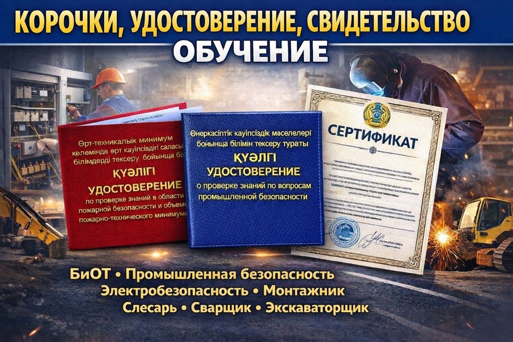 Корочки.Сертификат.Обучение.СлесарьСварщик.Монтажник.Биот.Промбез.Пова