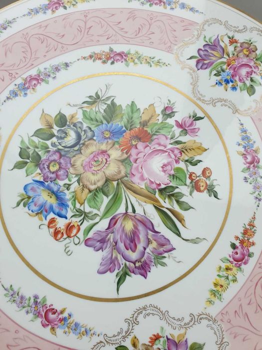 Голяма порцеланова маса/цветя-злато/италианска-немска ГДР