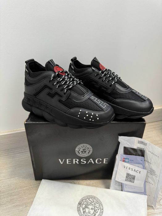 Adidasi VERSACE Chain Reaction Black - Produs Nou - Full Box, negru