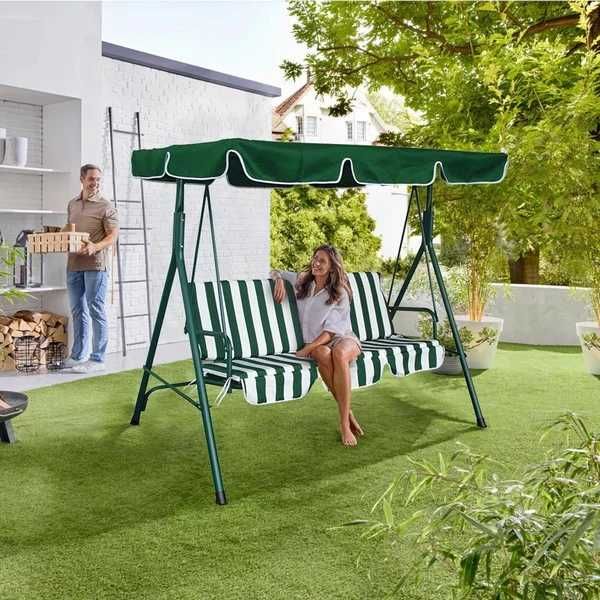 Balansoar Leagan Banca Metal Verde Curte Gradina Terasa 3 Persoane Relaxare Livrare GRATUITA !