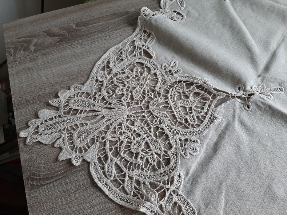 Покривка за маса рязана бродерия лен ленена