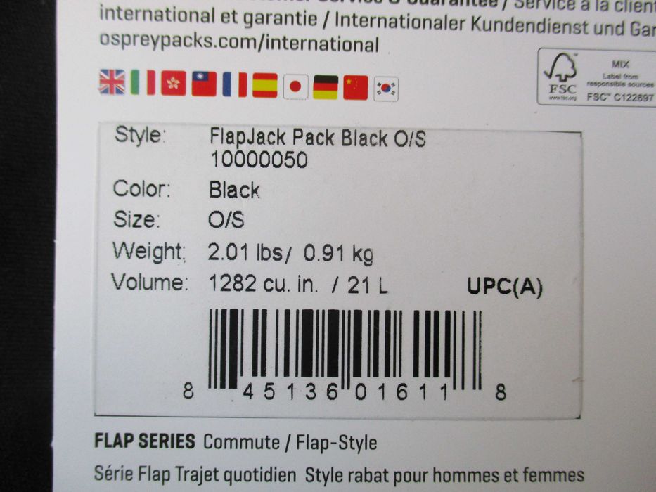 Rucsac (ghiozdan) Osprey FlapJack Pack Black, 21 L, folosit
