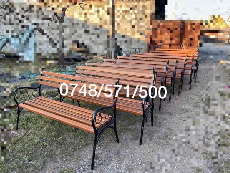 Banca stradala si cos de gunoi rustic