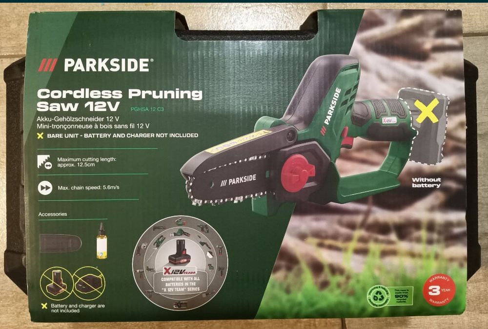 Parkside mini drujba electrica cu baterie 12V 4A 2A ferastrau lant