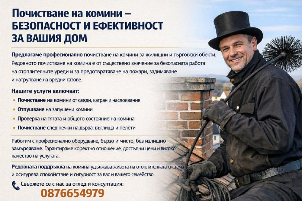 Почистване и отпушване на комини