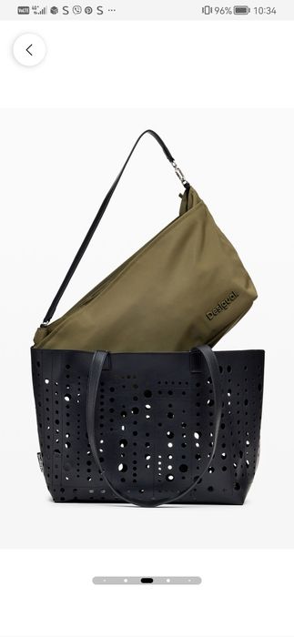 Черна чанта desigual с перфорации