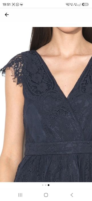 Rochie evazata cu plasa brodata, Bleumarin inchis, 38