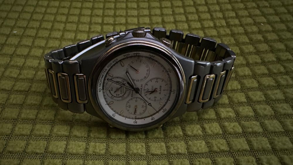 ceas Seiko chronograph alarm model rar DEFECT pret 400 lei FIX