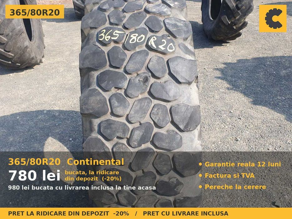 Anvelope Cauciucuri 365/80R20 365 80 R20 3658020 365 80R20 14.5R20 Continental Tractor Utilaje Agricole Radial SH Second Hand GARANTIE Garantie 1 An