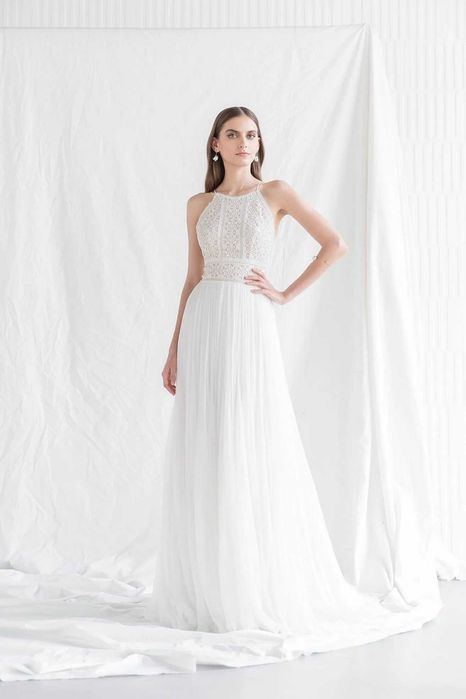 Rochie de mireasă Sophie - Divine Atelier, stil boho, mărimea S, mătase și dantelă