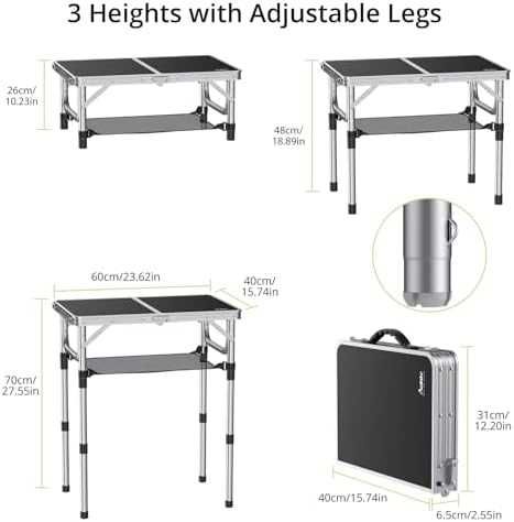 Anbte сгъваема къмпинг маса 60×40 см с регулируема височина