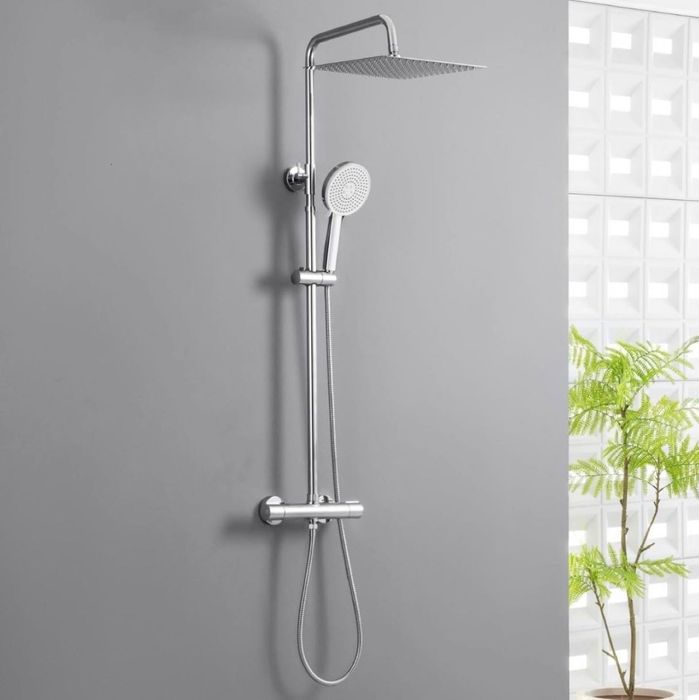 Set dus complet Auralum cu baterie termostatica, dus ploaie 30x30 cm, inox cromat