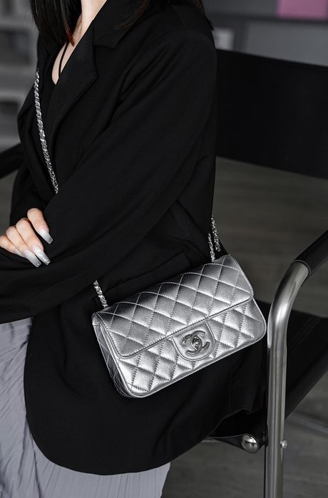 Geanta Chanel classic flap 20cm piele caviar, tip Premium