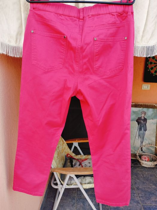 Pantaloni damă Colours, roz fucsia, cu talie elastică, mărime 40/42 (L)
