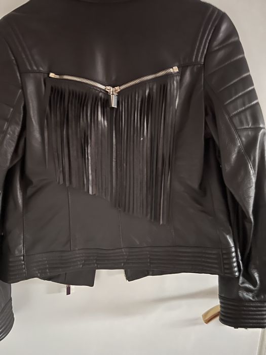 Geaca biker crop noua, stil Manokhi,  piele naturala