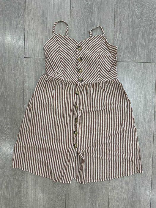 Сарафан на бретелях с узором в полоску (Лен)