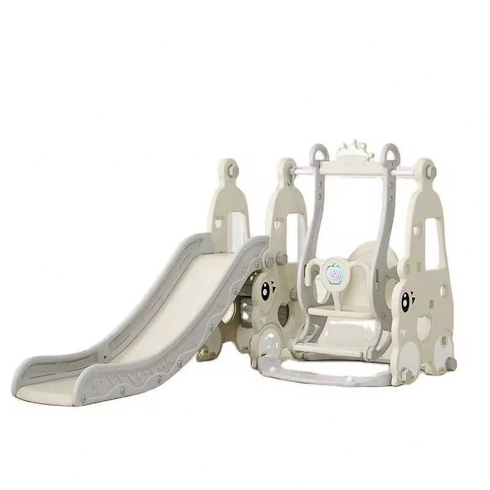 Spatiu de joaca Nichiduta Garden Happy Turtle Grey 3 in 1 cu tobogan, leagan , cos de baschet, mingie si piscina cu 200 bile joaca incluse