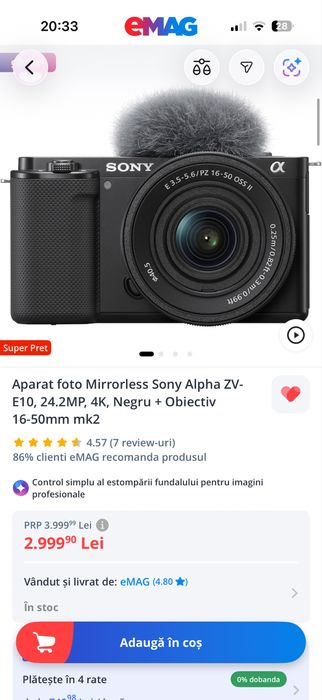 Cameră foto/vlogging Sony ZV-E10