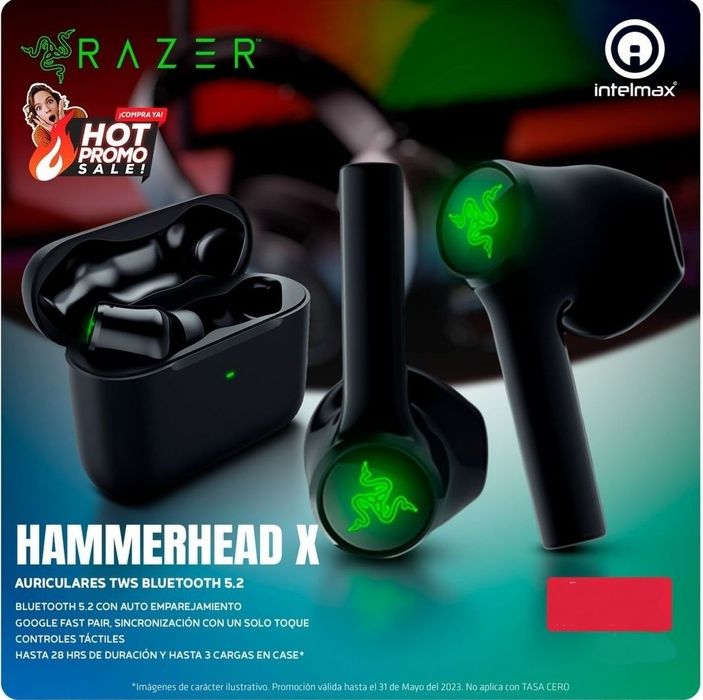 Razer Hammerhead X с подсветкой Беспроводные Наушники