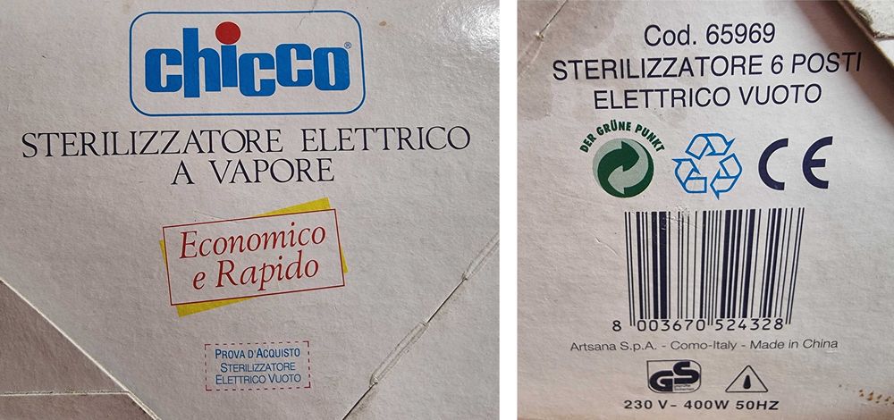 Sterilizator Chicco pentru 6 biberoane, 400W