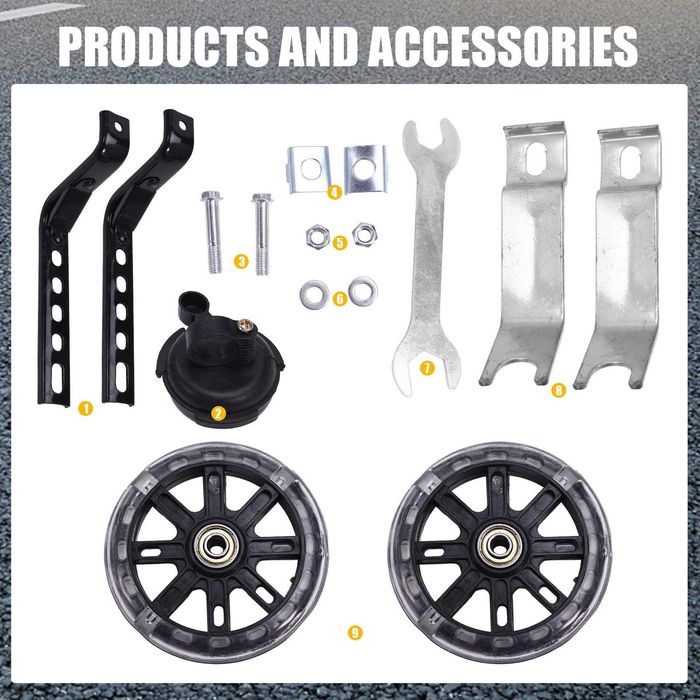 KAKOWELY Комплект помощни колела за детски велосипеди  и звънец