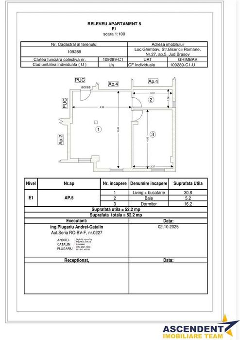 Studio nou 2026, etaj 1, parcare inclusa, acces privat, elegant ansamb