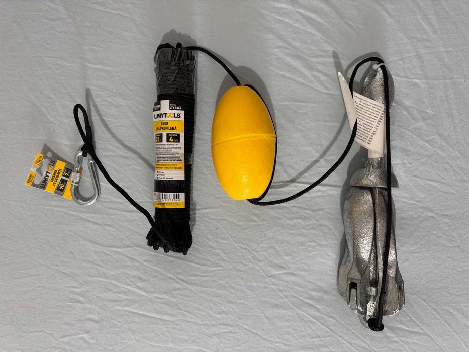 Set complet ancora 1.5 kg pliabila din otel pentru barca, SUP, caiac