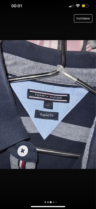 Tricou Tommy Hilfiger bleumarin cu dungi