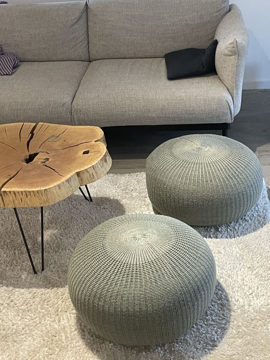 Taburet puf tip perna sezut IKEA Sandared, gri, diametru 56cm