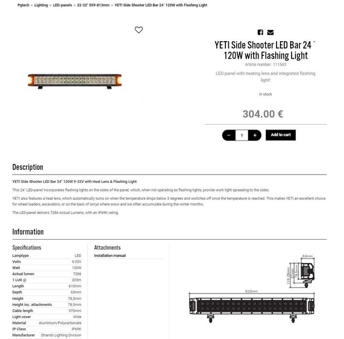LED Bar YETI Side Shooter 24´ 120W, ЛЕД Бар със странична светлина